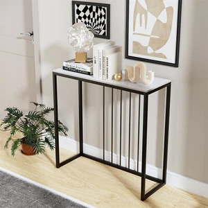 32 Inch Natural Marble Console Table Entry Living Room Bedroom Sofa Side Table - Picture 1 of 18