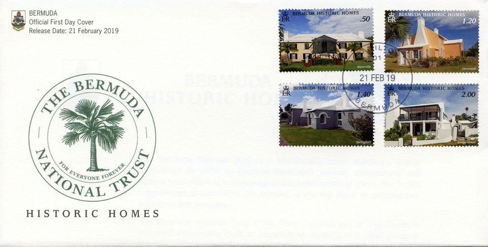Bermuda Architecture Stamps 2019 FDC Historic Homes Houses Tourism 4v Set - Image 1 of 1