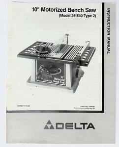 Sierra de Banco 10" Sears Craftsman Modelo 36-540 Manual de Instrucciones Original Inglés - Imagen 1 de 2