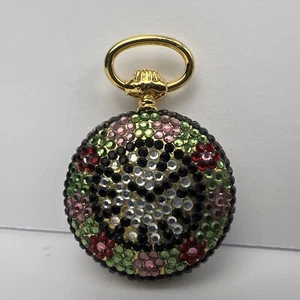Schöner Vintage Foto Medaillon Anhänger Strass Taschenuhr Design Italy - Bild 1 von 11