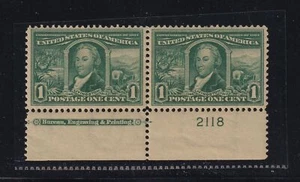 1904 Louisiana Purchase 1c green Sc 323 plate number & imprint VF MLH OG (TK - Picture 1 of 2