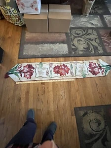 Vintage Tapestry ~ Flower & Food Table Runner ~  72” X 13" ~ Tassels ~ EUC! - Picture 1 of 7