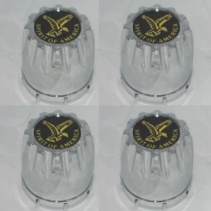 (4) SPIRIT OF AMERICA FITS 2.75" 2-3/4" BORE CHROME WHEEL RIM CENTER CAPS - Picture 1 of 1