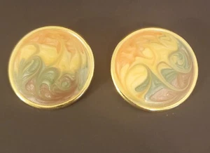80er Jahre emaillierte Ohrringe Swirl Art Ohrstecker - Bild 1 von 3