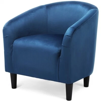 Modern Velvet Accent Chair Comfy Club Barrel Chair for Living Room Pagoda Blue - Image 1 of 4