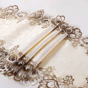69 Inches Embroidery Lace Table Runner Classic Jacquard Floral Dresser Scarf ... - Picture 1 of 6