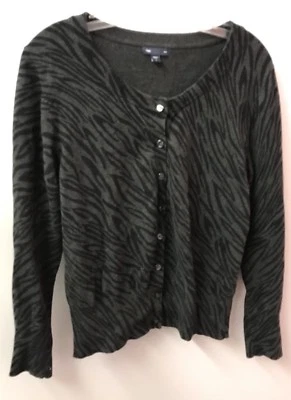 Gap L Animal Print Cardigan Sweater Cotton Euc  - Image 1 of 4