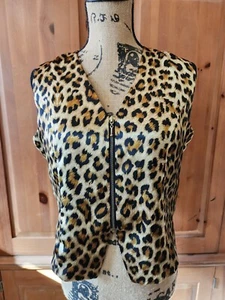 Vtg 80s 90s Nicola Womens Leopard Print Sleeveless Collared Blouse - Sz Sm/md- B - Picture 1 of 4