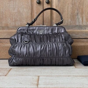 Prada Anthracite Nappa Gaufre Top Handle Frame Bag - Picture 1 of 20