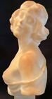 Vintage Elegant Art Nouveau Carved Alabaster Classic Maiden Sculpture/Bust