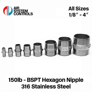 BSPT Hexagon Nipple | 316 Stainless Steel | 150lb | 1/8" - 4" | Hex Pipe Fitting - Picture 1 of 35