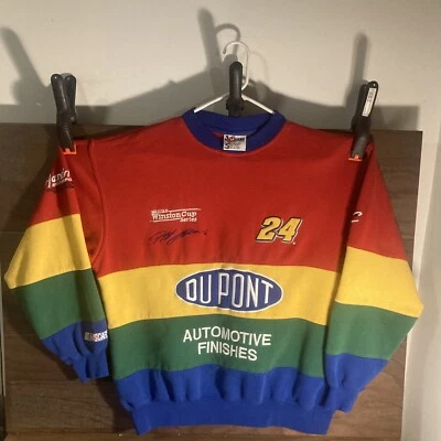 Chase Authentics Jeff Gordon Dupont Sweatshirt L NASCAR #24 Rainbow Vintage - Изображение 1 из 4