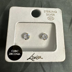 Lovisa Cubic Zirconia Sterling Silver White Gold-tone Stud Earrings - Picture 1 of 10