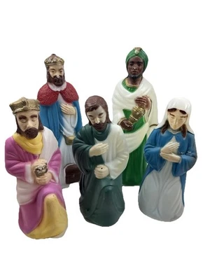 Vintage EMPIRE USA Blow Mold Nativity 5 Piece Set Mary Joseph 3 Wise Men 2 Cord￼ - Image 1 of 4