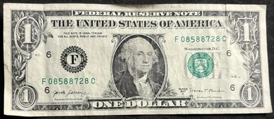 2017 A Atlanta $1 Bill Altering 8’s Double 88’s Double Stamped 8 Ink Error Note - Image 1 of 2