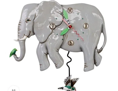 Allen Designs P1860 Elephant Pendulum Wall Clock 12.25″   factory sealed - Image 1 of 4