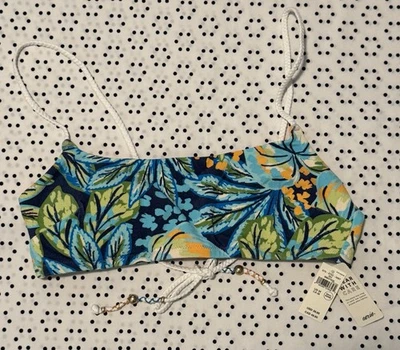 Nuevo con etiquetas Top de bikini Aerie Scoop mediano tropical azul/verde/naranja cuerda corbata verano sol Foto 1 de 4