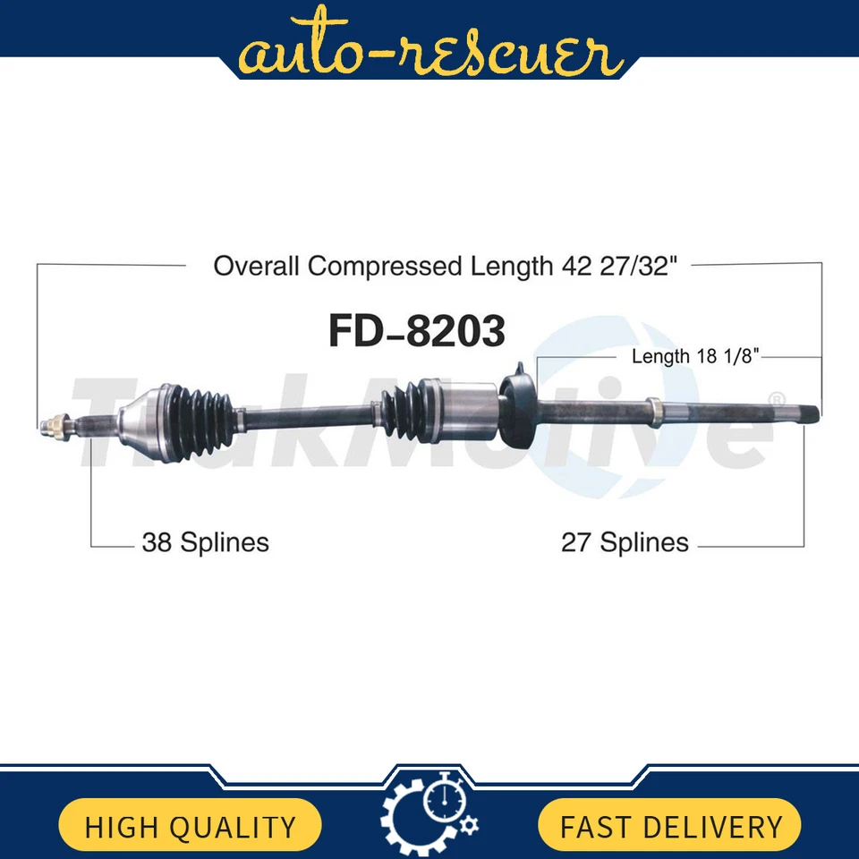 Eje CV SurTrack FD-8203 para Ford Explorer 3,5 L 2011-2014 paso delantero derecho Foto 1 de 2