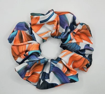 BIRDS OF PARADISE SCRUNCHIE NEW HAIR TIE SHINY SPANDEX LARGE HANDMADE.Size: 5x5" - Image 1 of 4