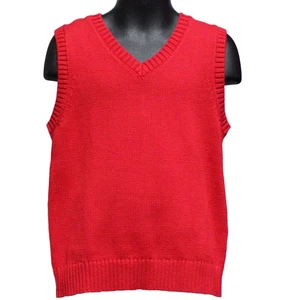 Lands End Uniform Little Girl's Medium (5/6) Drifter V-Neck Sweater Vest, Red - Picture 1 of 3
