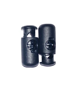 6pcs Round Cord Stopper Spring Lock End Toggle Fastener Black Plastic 18 X 8mm - Picture 1 of 9