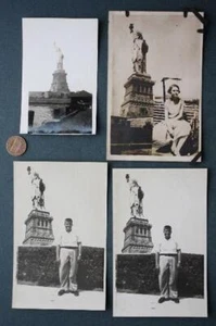 1925 New York City Statue of Liberty FOUR candid photo set 3 are RPPC SCARCE --- - Picture 1 of 1
