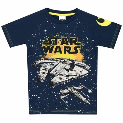 Star Wars T-Shirt Kinder Jungen Kleinkind Teens 3-14 Jahre Kurzarm T-Shirt Blau