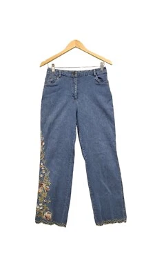 Susan Bristol Jeans Womens Size 6 Floral Embroidered Scalloped Hem Light Wash - Image 1 of 4