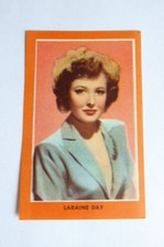 LARAINE DAY FILM STAR PAPER THIN CARD GUILLEN CHOCOLATES SPAIN 1954