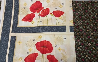 Scarlet Dance 4 Placemat Panels 23x44 Cynthia Coulter Designer Set Red Poppy HTF - Image 1 of 4
