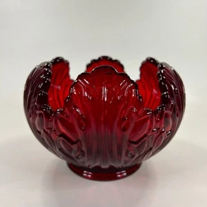 Fenton Art Glass Ruby Candle Rose Bowl #5371 RU Introduced Christmas 2003 - Picture 1 of 11