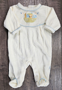 Baby Boy Clothes Vintage Little Me 3 Month Velour Noah's Ark Footed Outfit