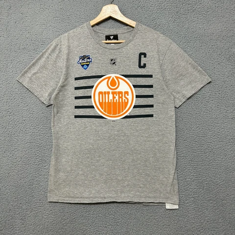 Edmonton Oilers #97 Connor McDavid Fanatics T-shirt Adult M Gray NHL Hockey Cover