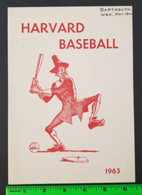 Vintage 1963 Harvard vs Dartmouth Baseball Game Filled Out Scorecard - Image 1 of 4