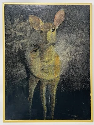 Pintura al óleo Dorothy Haas puntillismo ciervo retrato racine Wisconsin  Foto 1 de 4