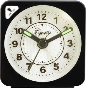 Equity 20078 Quartz Travel Black Alarm Clock - Picture 1 of 12