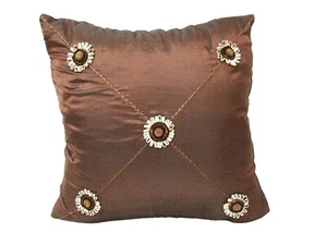 (29846) FUNDA DE COJIN CAMA SOFA CUADRADA GRANDE MARRON FLOR PETALOS RELIEVE - Imagen 1 de 1