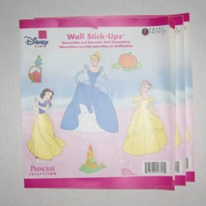 LOT 2 sheets DISNEY PRINCESS Wall Stick-Ups Cinderella Snow White Belle Reusable - Picture 1 of 2