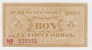 BON für warme Mahlzeit - Eisenhütte Zenica DP Željezara Zenica Bosnien ex Jugoslawien! - Bild 1 von 2