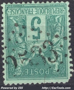 FRANCE SAGE 5c VERT N° 75 AVEC OBLITERATION JOUR DE L'AN GC 2533 A VOIR - Picture 1 of 2