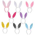 8 Pack Bunny Ears Headband, 6.5 Inch Cute Colorful Plush Farbic Bunny Headband 