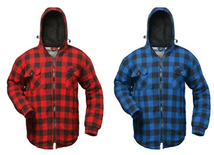 Herren Thermo Hemd mit Kapuze Holzfäller Kariert Gefüttert Arbeits Jacke Flanell - Bild 1 von 9