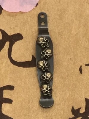 1 Piece Custom Made Brass Skull Steel Pocket Clip  for Hinderer XM18 3.5' - Image 1 of 4