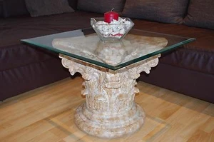 Mesa de centro auxiliar mesa de salón mesa de mármol mesa barroca mesa de cristal antigua  - Imagen 1 de 7