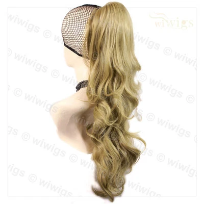 Pelucas Rubio Dorado Mandíbula Larga Clip en Cola de Caballo Extensión de Pelo Foto 1 de 3