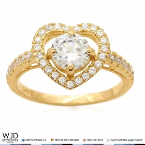 14K Yellow Gold 2.5Ct Round Diamond Heart Shape Halo Engagement Ring Size 5-8 - Picture 1 of 3