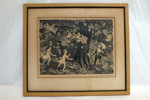 Vtg Signed Original Lithograph Lawrence Beall Smith Frolic AAA Framed No Glass - Picture 1 of 6