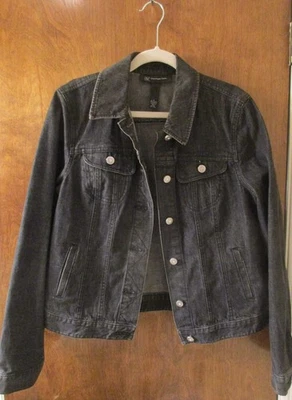 I.N.C. Chaqueta vaquera negra International Concepts ~ talla L con calavera de diamantes de imitación Foto 1 de 4