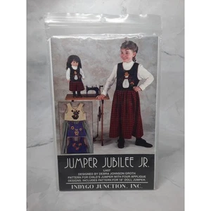 1996 Indygo Junction Girls plus 18" Doll Jumper Jubilee Applique Sewing Pattern - Picture 1 of 6