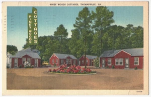 Vintage Piney Woods Cottages Thomasville Ga AAA Linen Postcard Posted - Picture 1 of 2